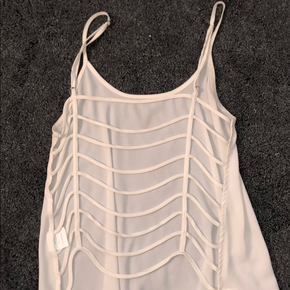 Caged back white tank top